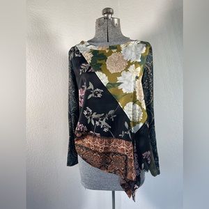Anthropologie Long Sleeve mixed Floral Pattern Shirt Size Small